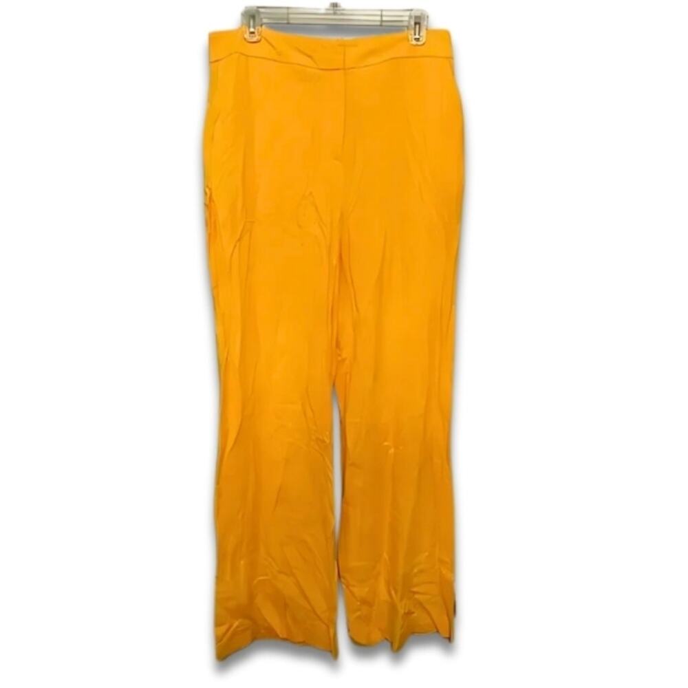 ASOS Wide Leg Pants High Rise Side Pockets Linen Blend Orange Women's US 10 NWT
